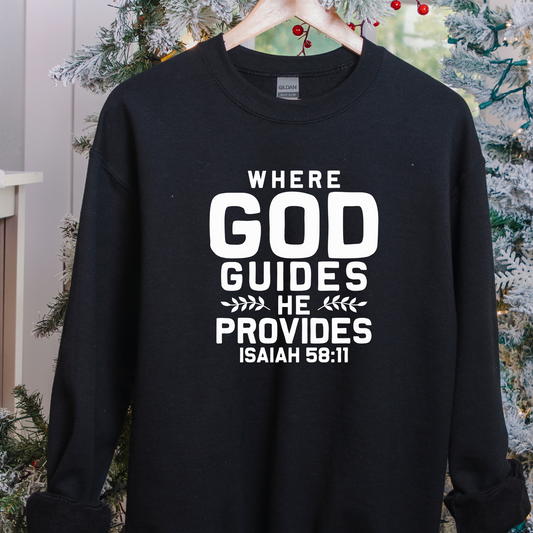 Where God guides crewneck