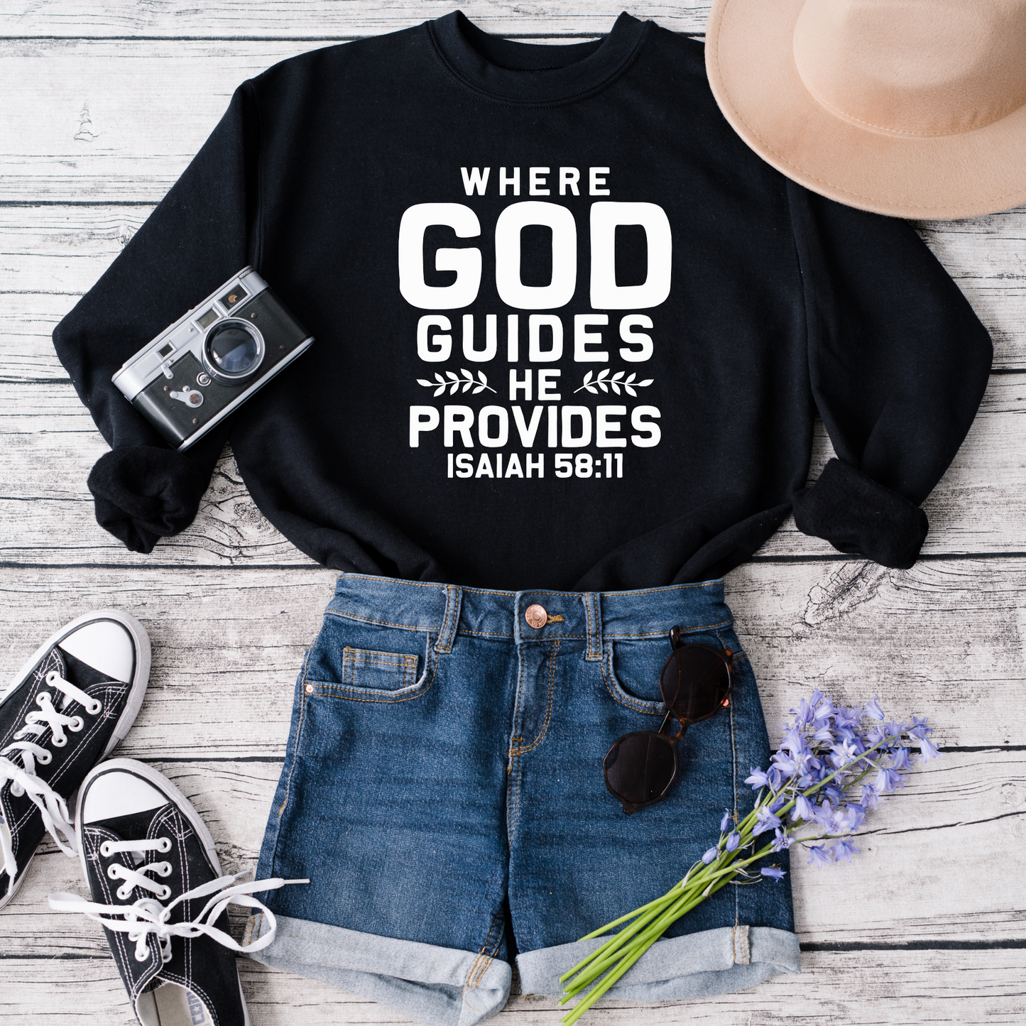 Where God guides crewneck